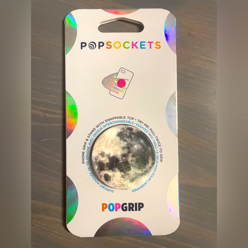 Popsockets Grip with Swappable Top for Cell Phones Moon